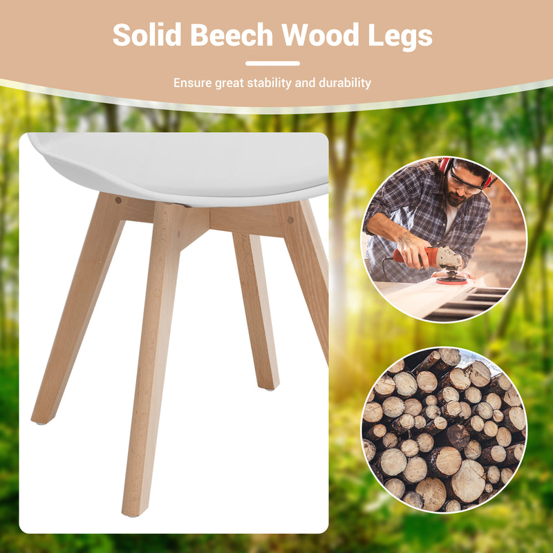 *Set of 4 Modern High Backrest Dining Chairs with Wooden Legs - White