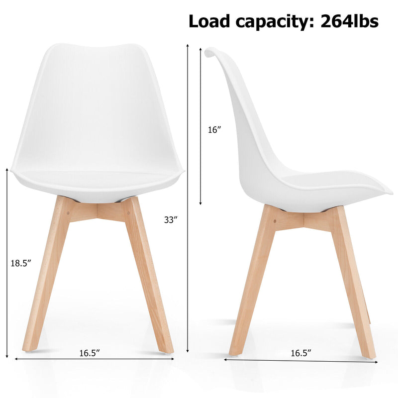 *Set of 4 Modern High Backrest Dining Chairs with Wooden Legs - White