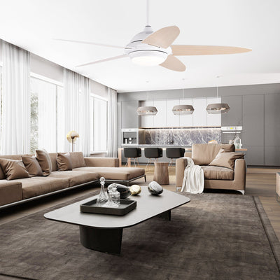 52 Inch Ceiling Fan with Lights and 3 Lighting Colors-White
