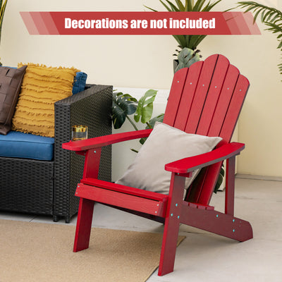 *Weather Resistant HIPS Outdoor Adirondack Chair with Cup Holder - Red