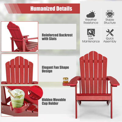 *Weather Resistant HIPS Outdoor Adirondack Chair with Cup Holder - Red