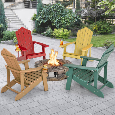 *Weather Resistant HIPS Outdoor Adirondack Chair with Cup Holder - Red