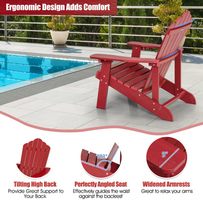 *Weather Resistant HIPS Outdoor Adirondack Chair with Cup Holder - Red