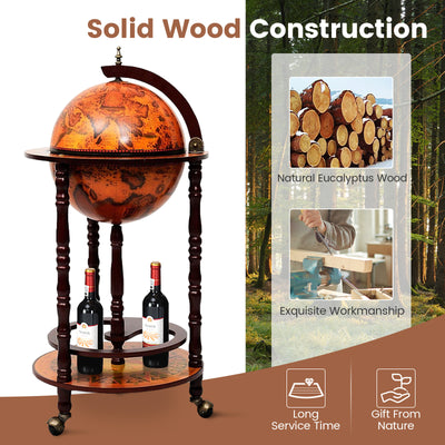 *16th Century Wood Globe Wine Bar Stand