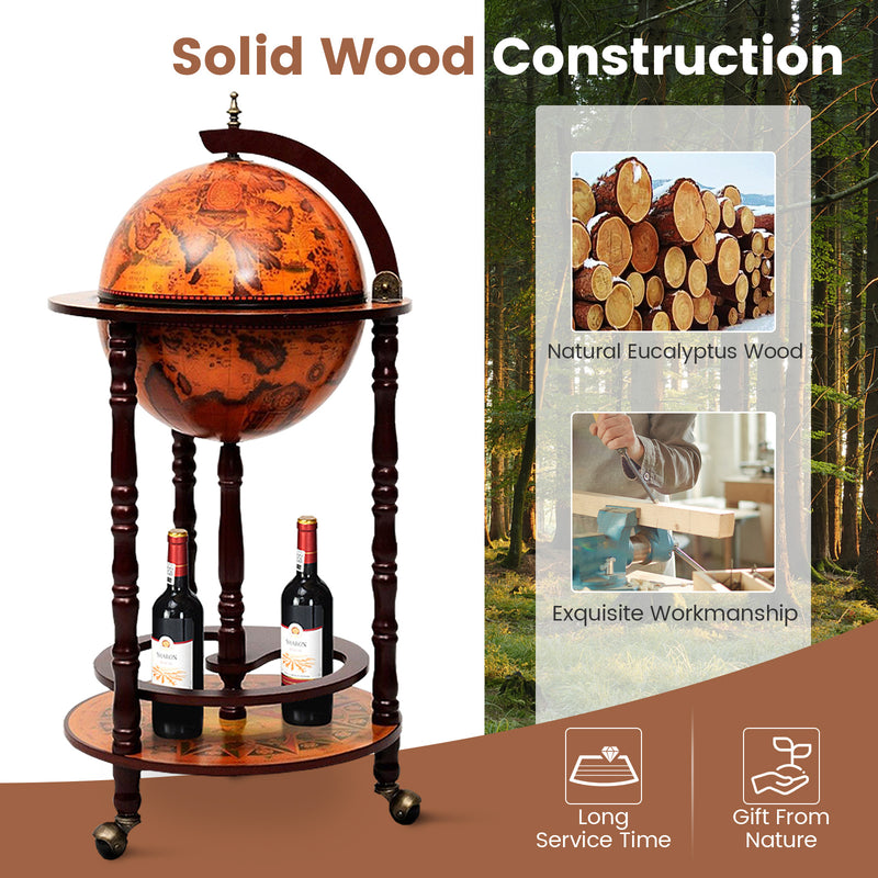 *16th Century Wood Globe Wine Bar Stand