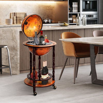 *16th Century Wood Globe Wine Bar Stand