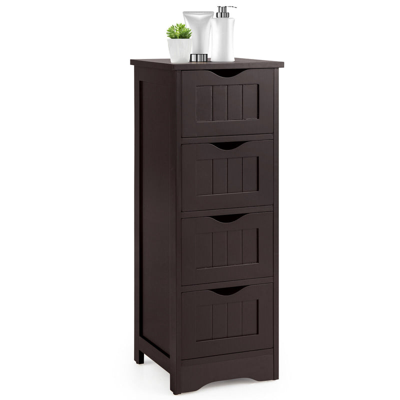 4-Drawer Freestanding Floor Cabinet with Anti-Toppling Device-Dark Brown