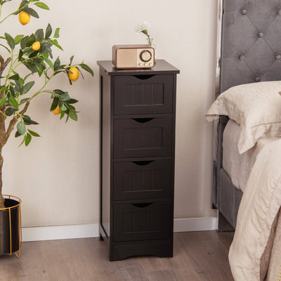 4-Drawer Freestanding Floor Cabinet with Anti-Toppling Device-Dark Brown