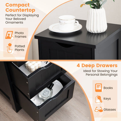 4-Drawer Freestanding Floor Cabinet with Anti-Toppling Device-Black