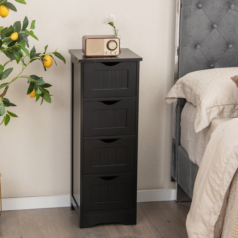 4-Drawer Freestanding Floor Cabinet with Anti-Toppling Device-Black