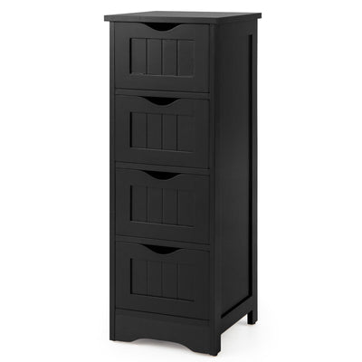 4-Drawer Freestanding Floor Cabinet with Anti-Toppling Device-Black