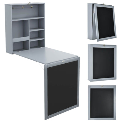 *Convertible Wall Mounted Table with A Chalkboard - Gray