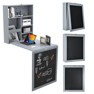 *Convertible Wall Mounted Table with A Chalkboard - Gray