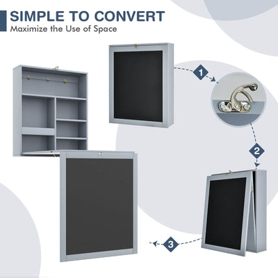 *Convertible Wall Mounted Table with A Chalkboard - Gray