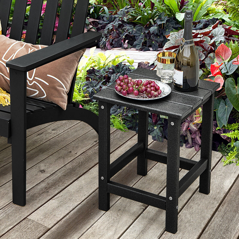 *14 Inch Square Weather-Resistant Adirondack Side Table - Black