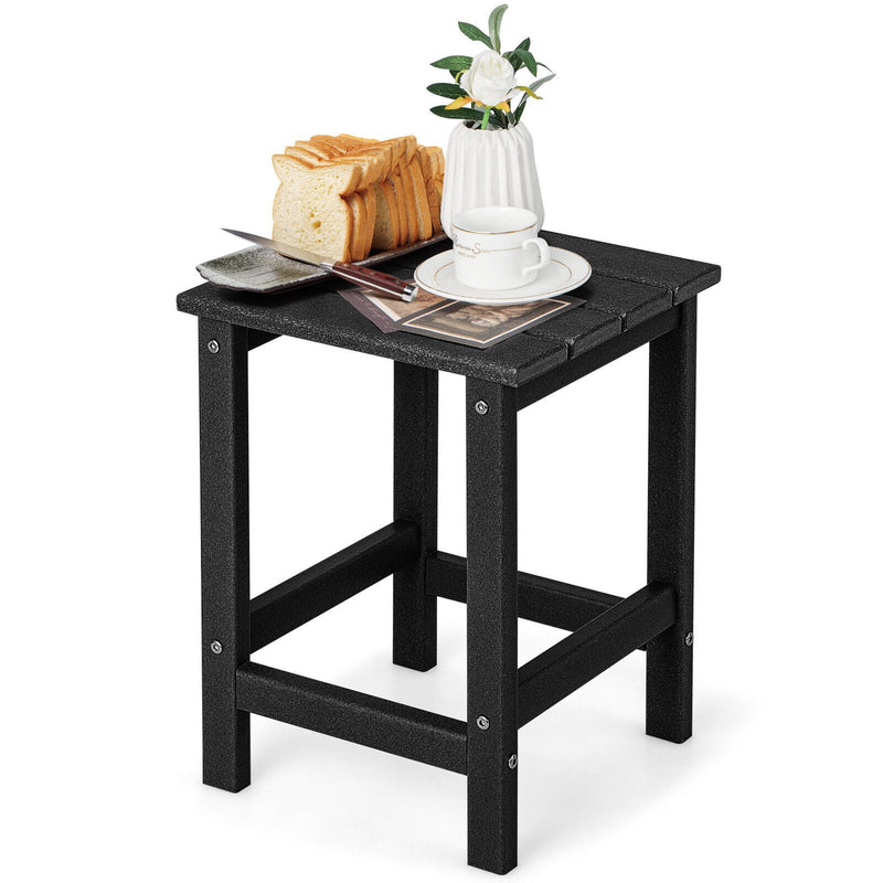 *14 Inch Square Weather-Resistant Adirondack Side Table - Black