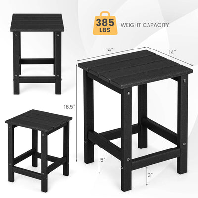 *14 Inch Square Weather-Resistant Adirondack Side Table - Black