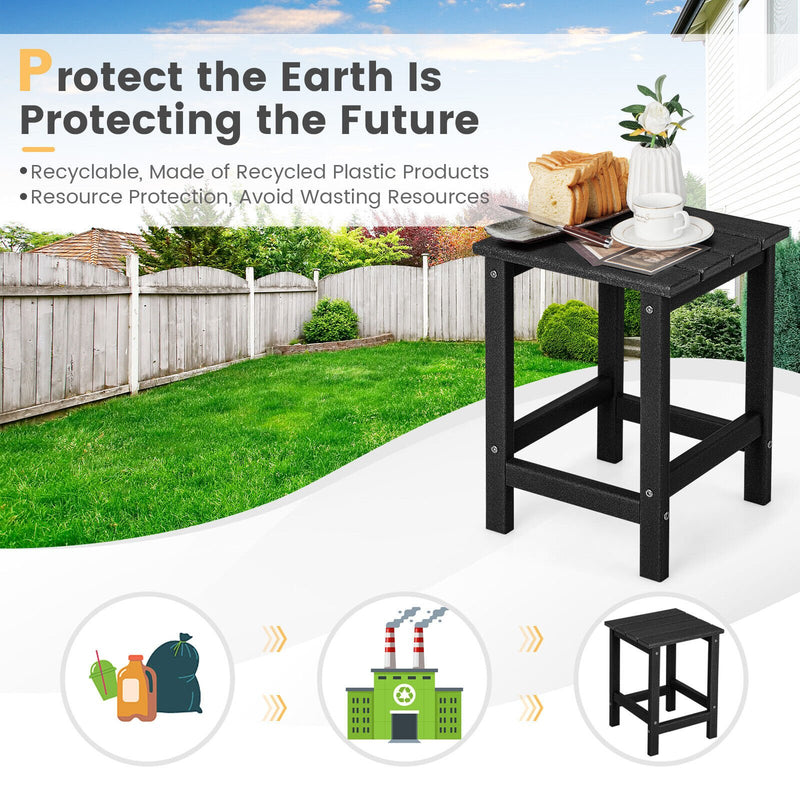 *14 Inch Square Weather-Resistant Adirondack Side Table - Black