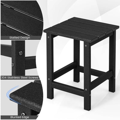*14 Inch Square Weather-Resistant Adirondack Side Table - Black