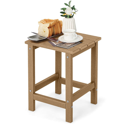 *14 Inch Square Weather-Resistant Adirondack Side Table - Brown