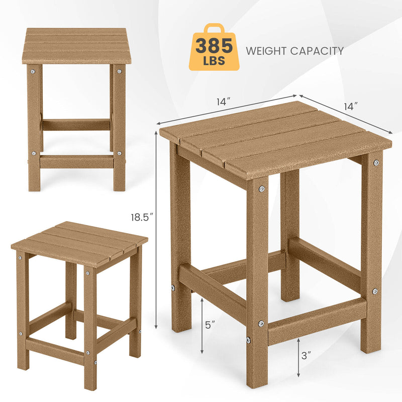 *14 Inch Square Weather-Resistant Adirondack Side Table - Brown