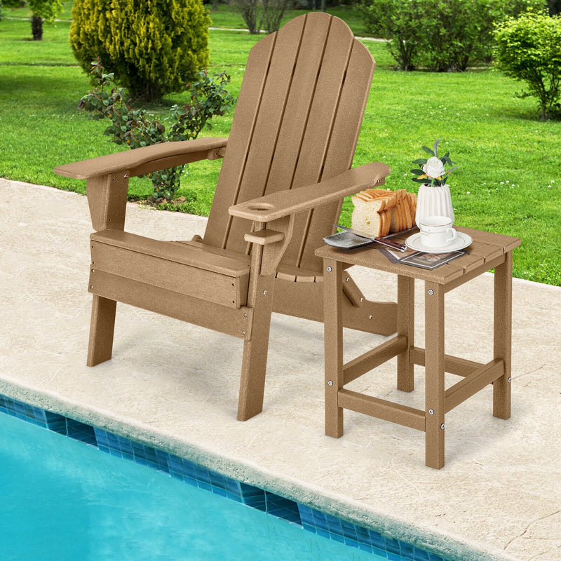 *14 Inch Square Weather-Resistant Adirondack Side Table - Brown