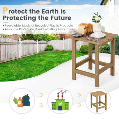 *14 Inch Square Weather-Resistant Adirondack Side Table - Brown