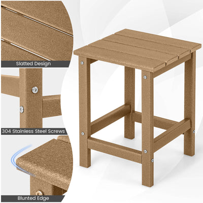 *14 Inch Square Weather-Resistant Adirondack Side Table - Brown