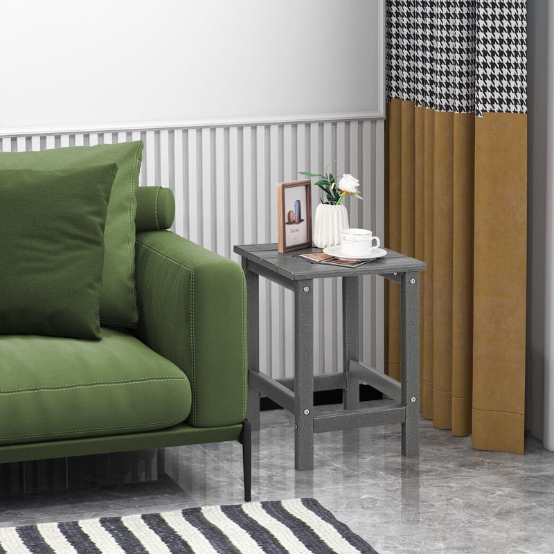 *14 Inch Square Weather-Resistant Adirondack Side Table - Gray