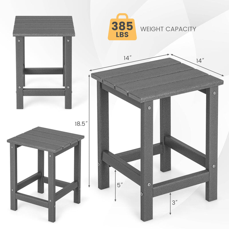 *14 Inch Square Weather-Resistant Adirondack Side Table - Gray