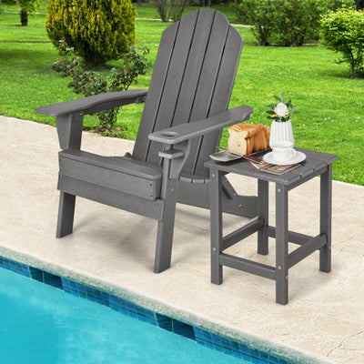 *14 Inch Square Weather-Resistant Adirondack Side Table - Gray