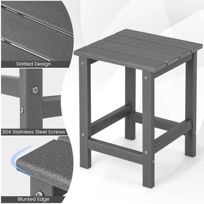 *14 Inch Square Weather-Resistant Adirondack Side Table - Gray