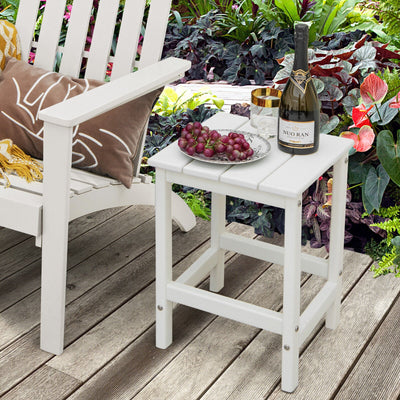 *14 Inch Square Weather-Resistant Adirondack Side Table - White