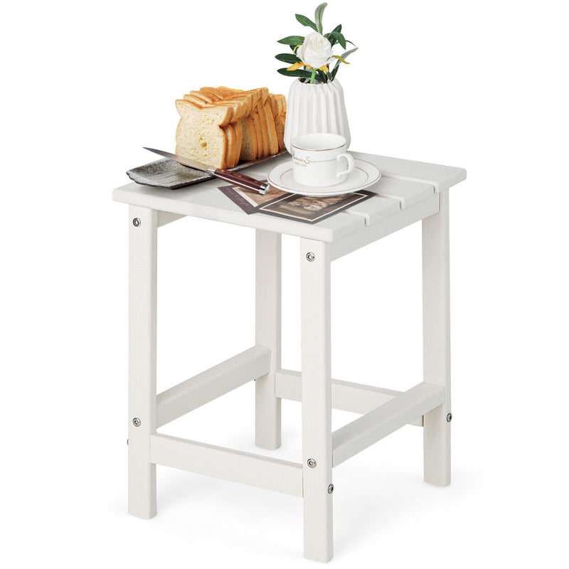 *14 Inch Square Weather-Resistant Adirondack Side Table - White