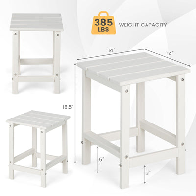 *14 Inch Square Weather-Resistant Adirondack Side Table - White