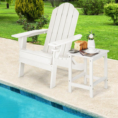 *14 Inch Square Weather-Resistant Adirondack Side Table - White