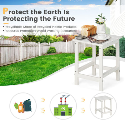 *14 Inch Square Weather-Resistant Adirondack Side Table - White