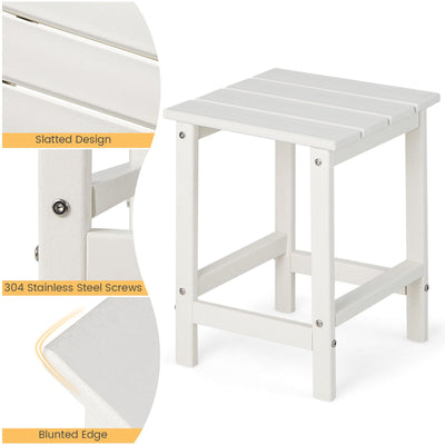 *14 Inch Square Weather-Resistant Adirondack Side Table - White