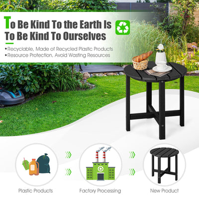 18 Inch Round Weather-Resistant Adirondack Side Table-Black