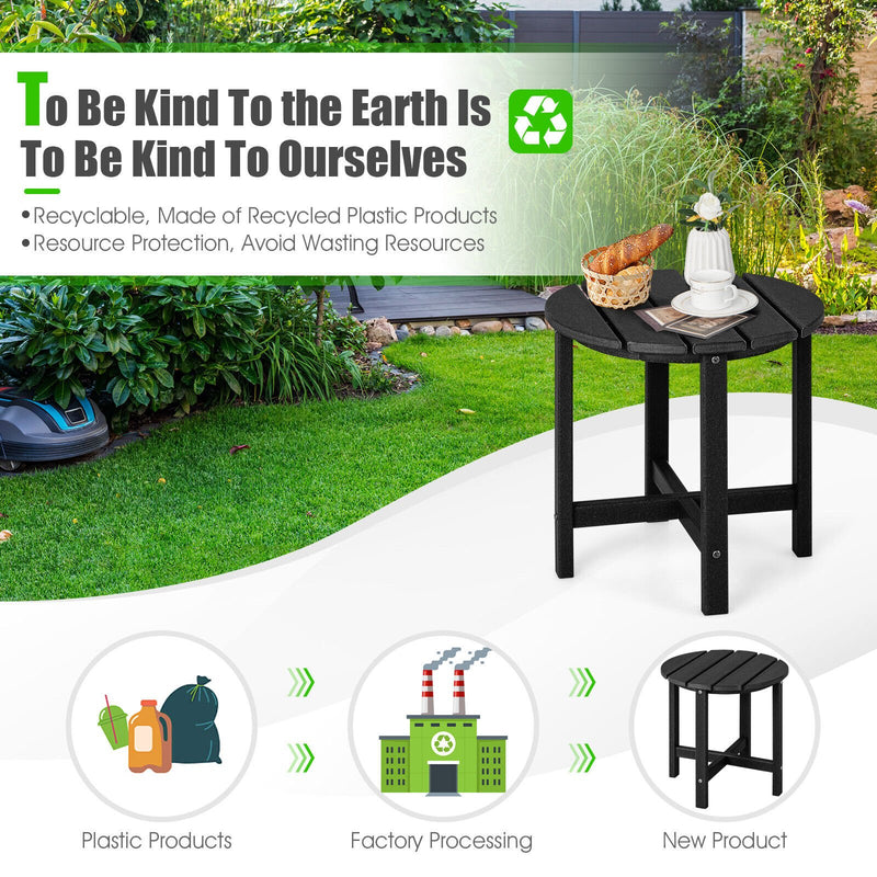 18 Inch Round Weather-Resistant Adirondack Side Table-Black