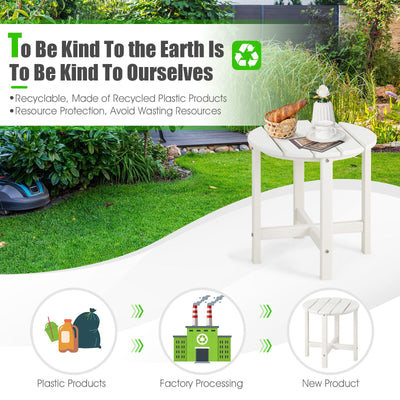 18 Inch Round Weather-Resistant Adirondack Side Table-White