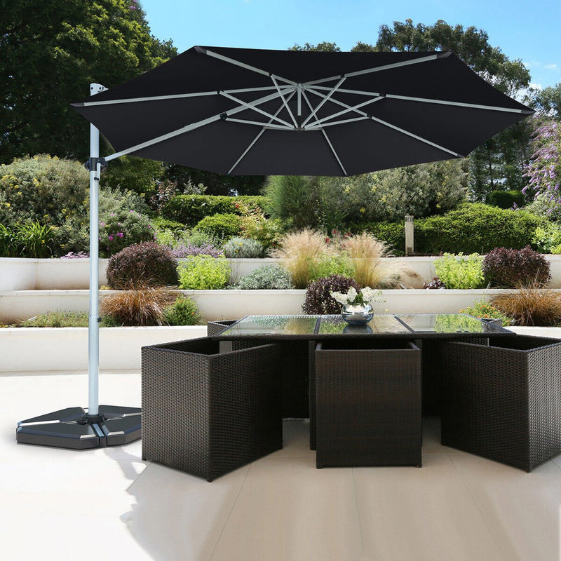 11 Feet Patio Offset Cantilever Umbrella 360° Rotation Aluminum Tilt-Gray