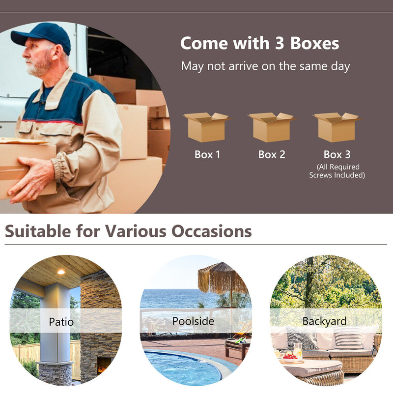 4 Pieces Patio Rattan Conversation Furniture Set with Glass Top Coffee Table-Black