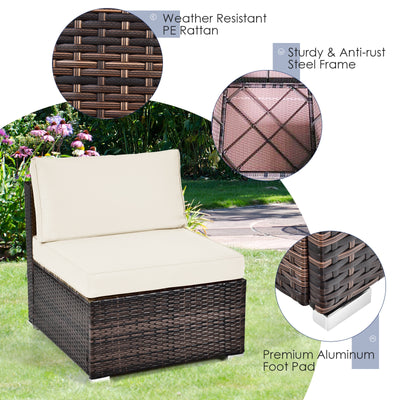 *6 Pieces Patio Rattan Furniture Set with Cushions - White