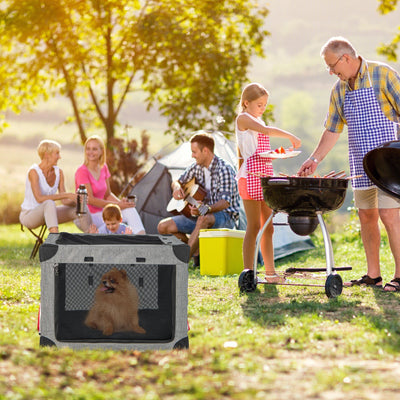 M/L/XL 3-Door Dog Crate with Removable Pad and Metal Frame-M