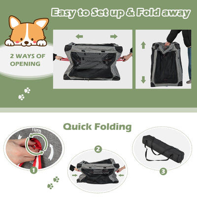M/L/XL 3-Door Dog Crate with Removable Pad and Metal Frame-M