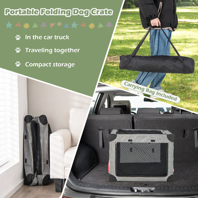 M/L/XL 3-Door Dog Crate with Removable Pad and Metal Frame-M