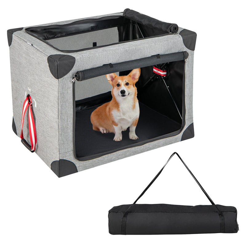M/L/XL 3-Door Dog Crate with Removable Pad and Metal Frame-M