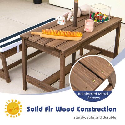 *Kids Picnic Table and Bench Set with Cushions and Height Adjustable Umbrella - Blue