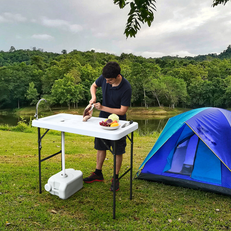 *Folding Portable Fish Cleaning Cutting Table - White